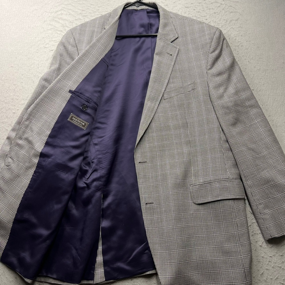 Jack Victor Exclusive Collection Houndstooth Wool Silk Blazer 46L Canada 2487